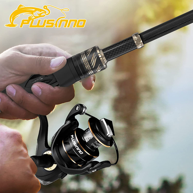PLUSINNO Fishing Rod and Reel Combos Carbon Fiber Telescopic Fishing Pole with Spinning Reels Sea Saltwater Freshwater Kit Fishing Rod Kit