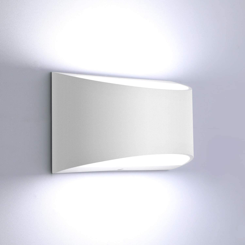 Lightess Dimmable LED Wall Sconces 12W Modern Indoor Wall Sconce Lighting Fixture White Aluminum up down Wall Lamps for Bedroom Living Room Hallway, Cool White