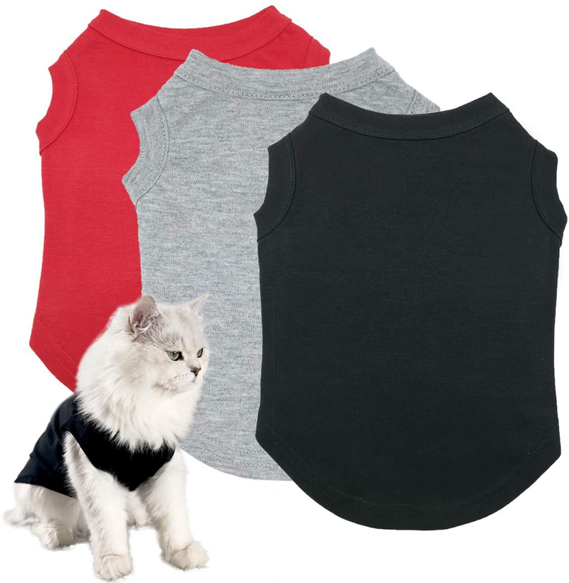 Dog Shirts Pet Clothes Blank Clothing, 3Pcs Puppy Vest T-Shirt Sleeveless Costumes, Doggy Soft and Breathable Apparel Outfits for Small Extra Small Medium Dogs and Cats