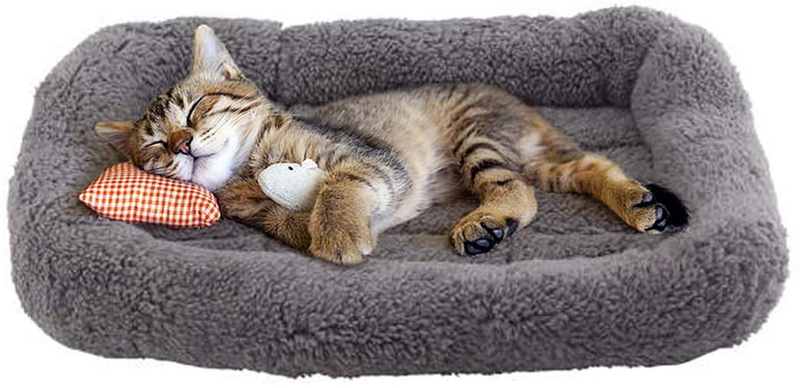 Enjoying Pet Bed Mat - Cotton Cat Mat Warming Dog Crate Pad for Small Dogs, Cats, Gray