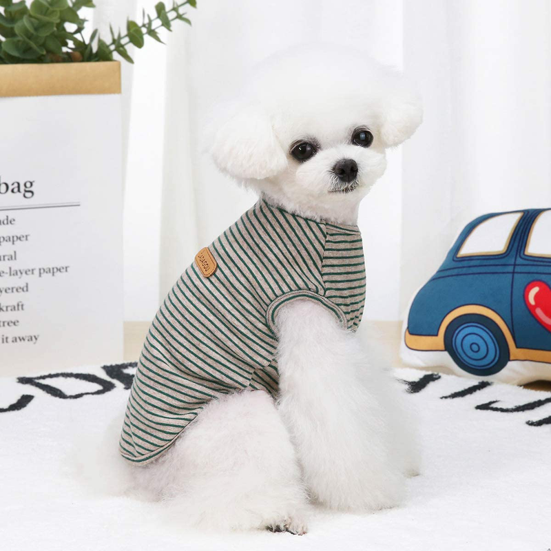 Dog Striped T-Shirt, YAODHAOD Pet Basic Cotton Sleeveless Vest Tee Shirt, Summer Dog Soft Breathable Shirts for Small Medium Dog Cat Clothes (Medium)