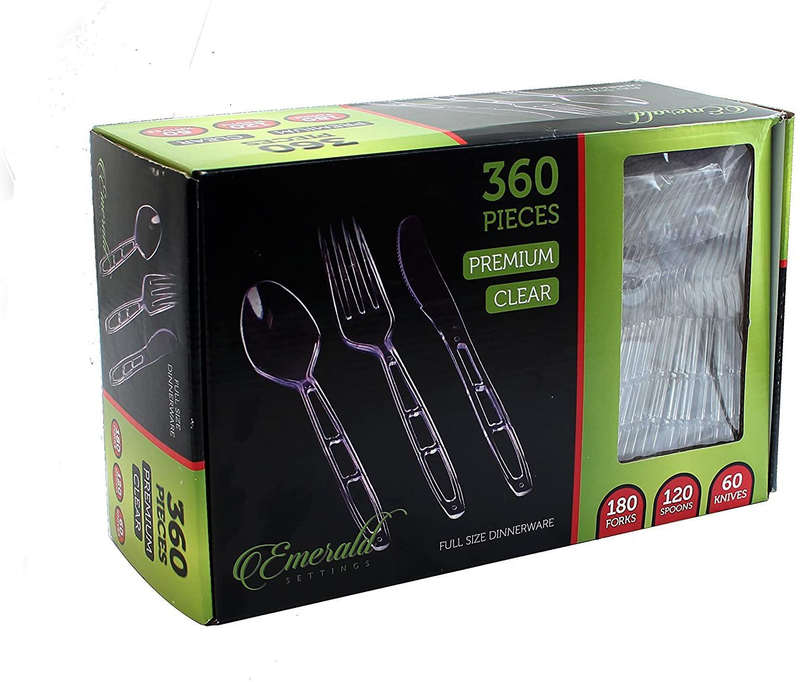 Party Bargains Disposable Cutlery set, Color: Clear, Count: 360 Pcs (SAPPHIRE)