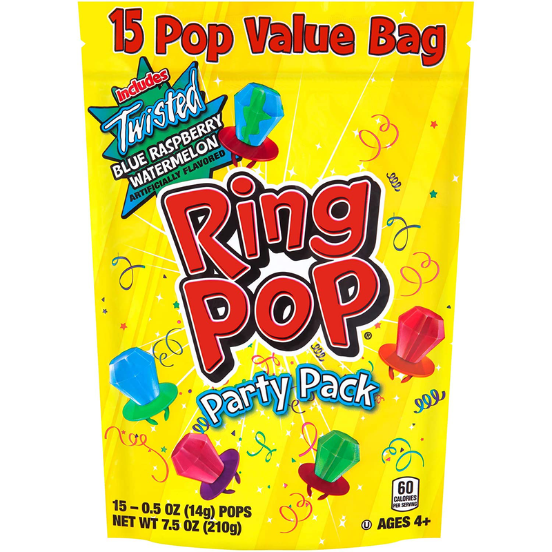 Ring Pop Individually Wrapped Bulk Lollipop Variety Party Pack – 24 Count Lollipop Suckers w/ Assorted Flavors - Fun Candy for Birthdays and Celebrations