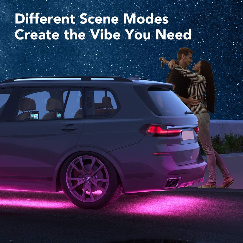 Govee Exterior Car LED Lights, RGB Underglow Car Lights with Remote Control, 32 Colors Changing, 7 Scene Mode, Music Mode, Dimmable 2 Lines Design Underlights for Cars, SUVs, Trucks, DC 12-24V