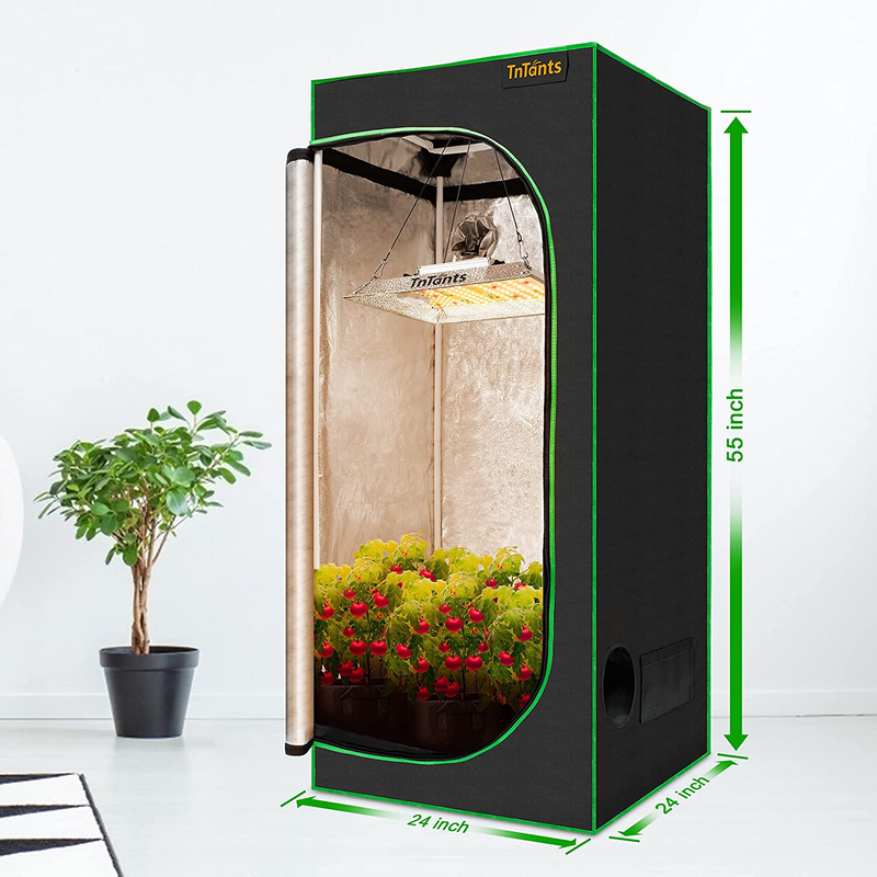 Tntants Grow Tent Kit - 24X24X55 Inch Mylar Tent with 3.3X3.3 Ft Dimming Spectrumed Led Grow Light ,Grow Tent Kit Complete, Grow Bags/Light Timer/Inflat Fan/Carbon Filter/Thermo/Humidity Meter