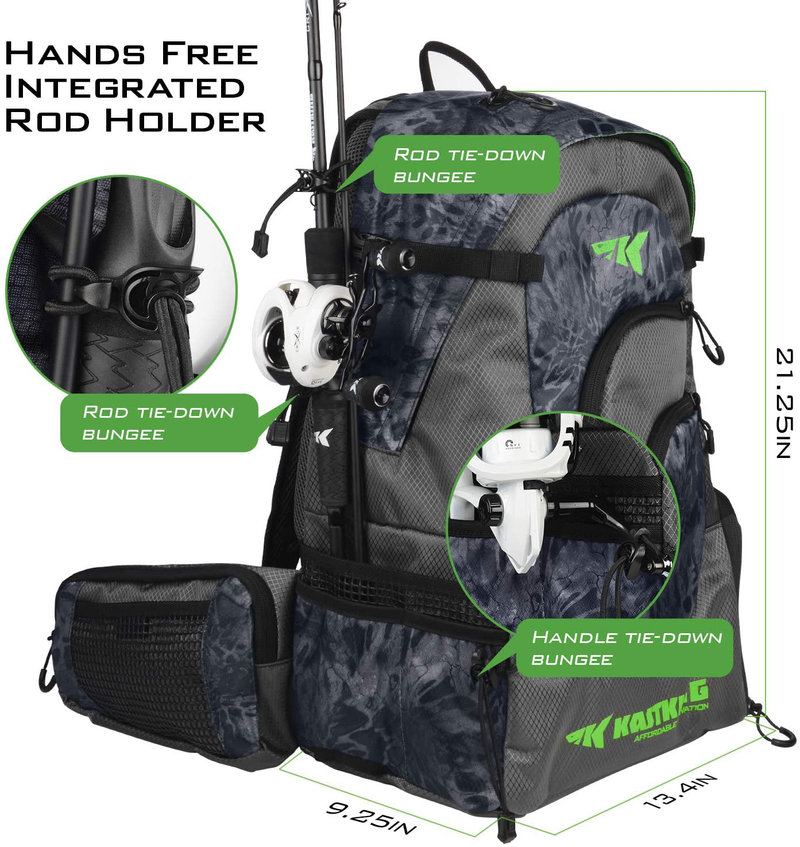 KastKing Fishing Tackle Backpack - Fishing Backpack - Saltwater Resistant Fishing Bag - Large Fishing Tackle Storage Bag