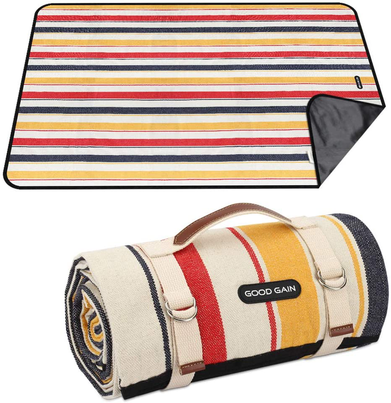 Picnic Blanket Beach Blanket Portable with Carry Strap, Large Foldable Picnic Rug Machine Washable for Outdoor Camping Party,Wet Grass,Hiking,Kids Playground.