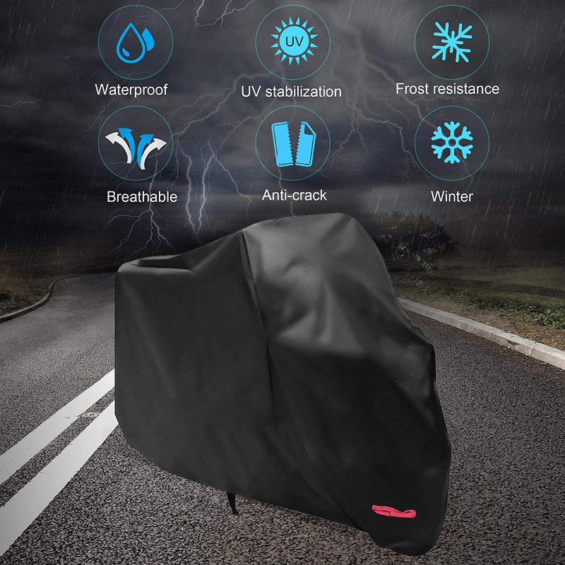 Motorcycle Cover,WDLHQC 210D Waterproof Motorcycle Cover All Weather Outdoor Protection,Oxford Durable & Tear Proof,Precision Fit for Length 87 inch