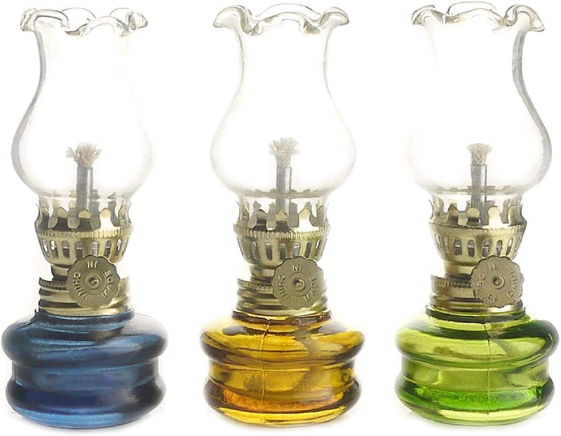 Purism Style- 4 inch Tall Glass Kerosene Oil Lamp Lantern (Set of 3)