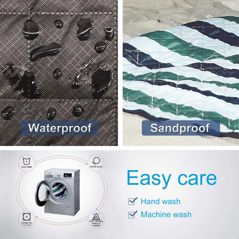 HOdo Picnic Blanket Machine Washable Extra Large Outdoor Beach Blanket Waterproof Mat for Grass, Camping, Portable, Oversized, Foldable