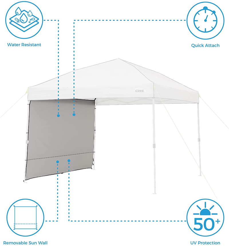 CORE Removable Sun Wall for Straight Leg Canopy Gazebo, Accessory Only, 10 ft x 10 ft