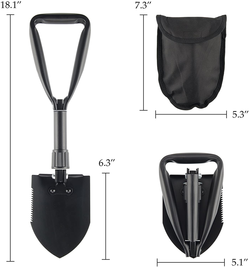 CO-Z Mini Folding Shovel High Carbon Steel, Portable Lightweight Outdoor Tactical Survival Foldable Mini Shovel, Entrenching Tool, Camping, Hiking, Digging, Backpacking, Car Emergency
