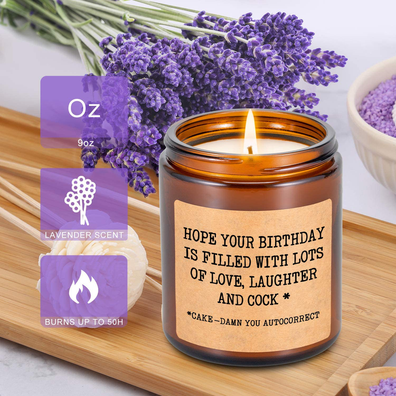 LEADO Lavender Scented Soy Candles - Funny Birthday Gifts for Women, Girlfriend, Wife - Humorous Birthday Gifts for Her, Friends Female, Girlfriend, BFF, Bestie - Mature Gifts, Bday Gifts for Women