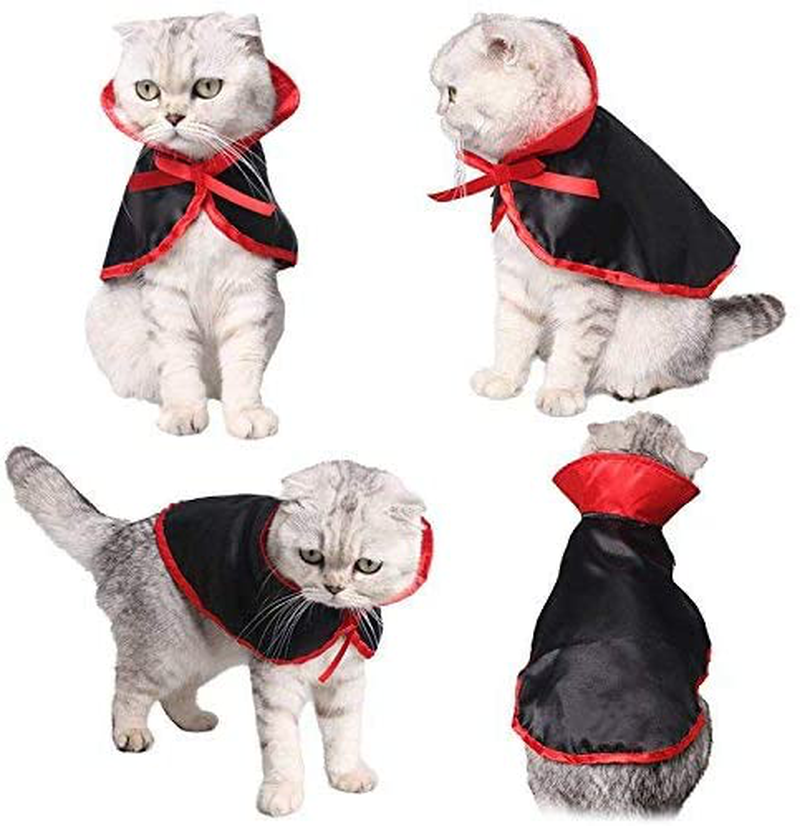 Legendog Cat Costume Halloween Pet Costumes Red Velvet Pet Cape with Hat Pet Apparel for Small Dogs and Cats (Cape & Horn & Hat) (Halloween Cape)