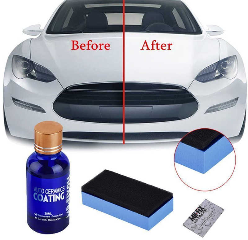 Malcm High Gloss Ceramic Car Coating Kit, Anti-scratch Car Polish Exterior Care Paint Sealant 9H Hardness 30ML (1Pcs)