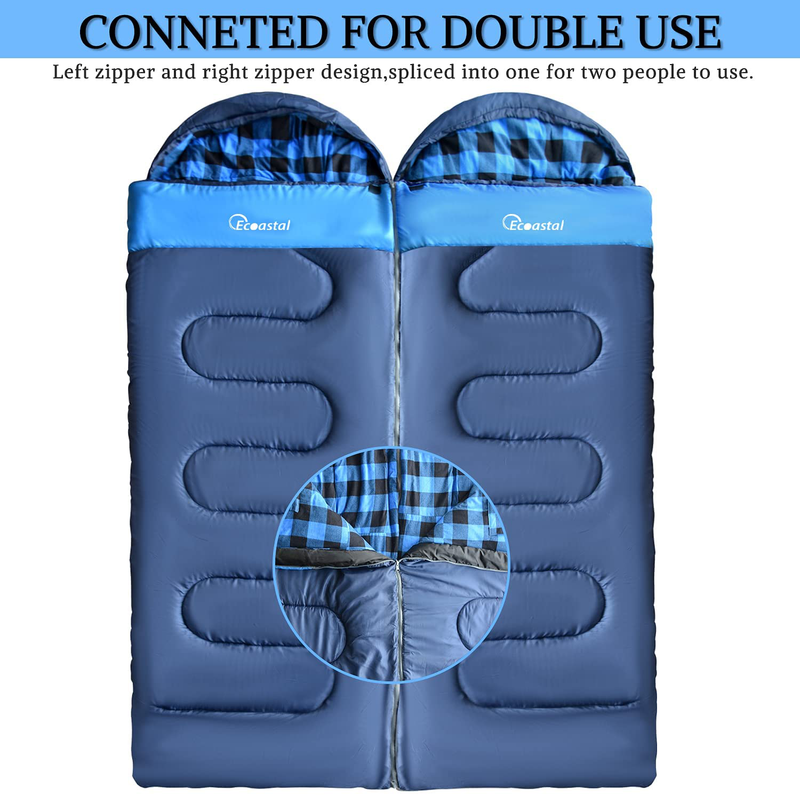 Cotton Flannel Sleeping Bag for Adults Boys and Girls, Zip 2 Bags Together for 2 Person Use, 2/3/4Lbs Filler Can Be Choose, Warm and Comfortable Sleep