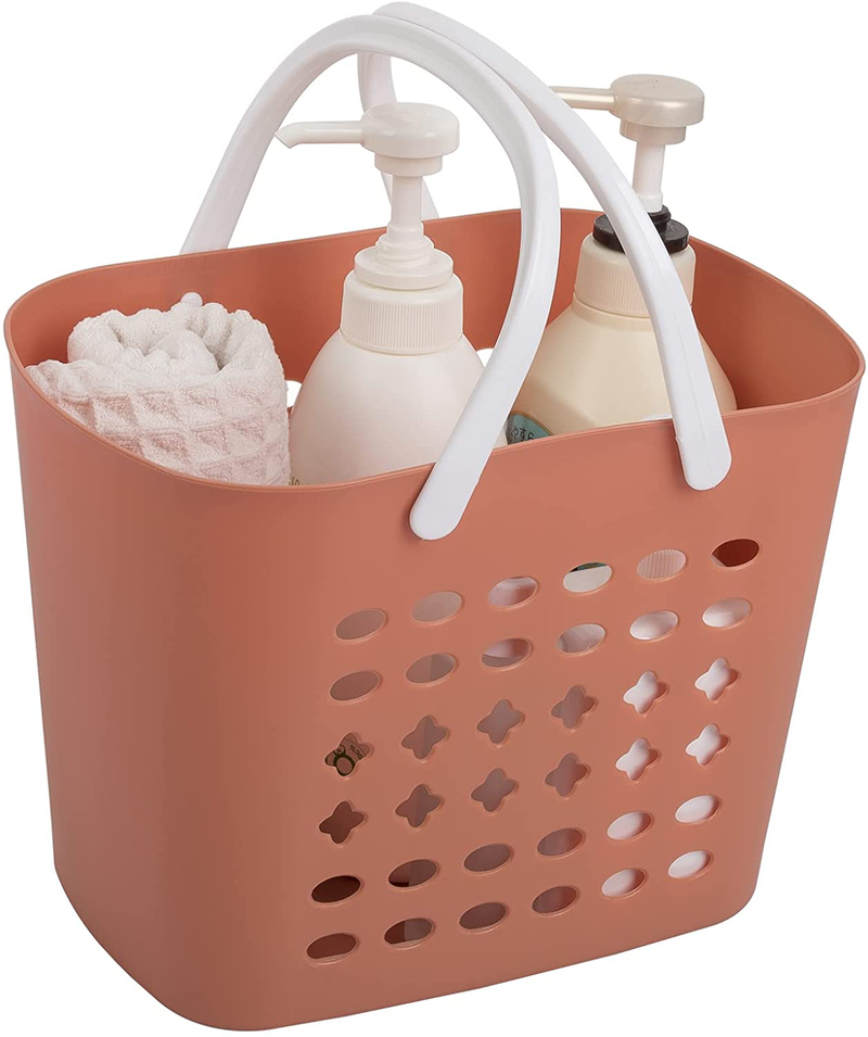 Portable Shower Caddy Tote Plastic Storage Basket with Handle Box Organizer Bin for Bathroom, Pantry, Kitchen, College Dorm, Garage, Cyan