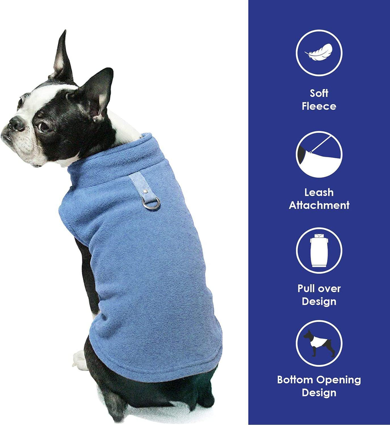 Gooby Fleece Vest Dog Sweater - Warm Pullover Fleece Dog Jacket with Leash Attachment - Winter Small Dog Sweater Coat - Cold Weather Dog Clothes for Small Dogs Boy or Girl for Indoor and Outdoor Use