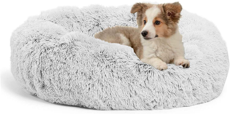 Jincheng Calming Dog Bed Cat Bed Donut, Faux Fur Pet Bed Self-Warming Donut Cuddler, Comfortable round Plush Dog Beds for Large Medium Small Dogs and Cats (24"/32"/40"/47")