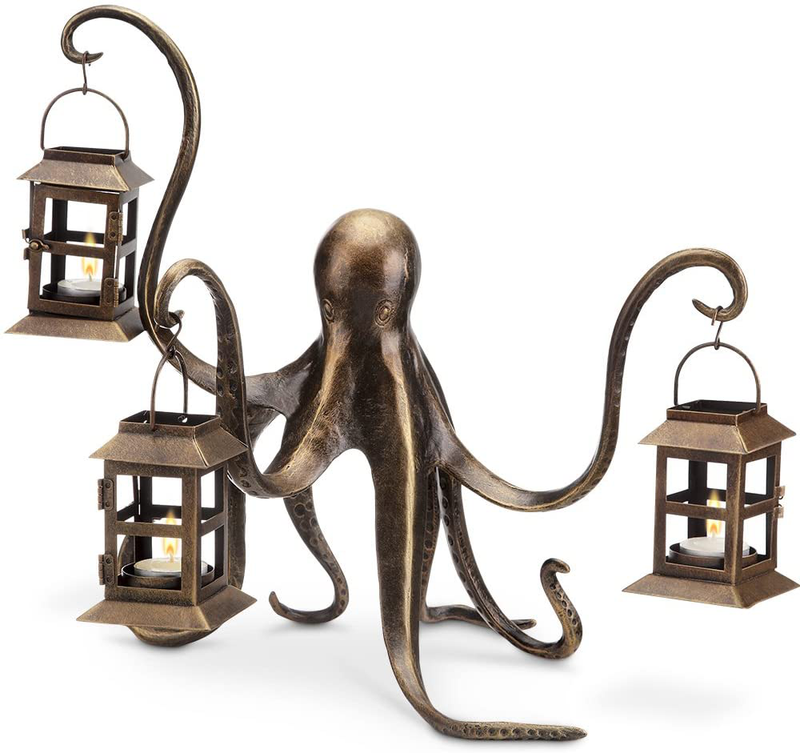 Spi Home Octopus Lantern,Brown,13.5" x 18" x 15"