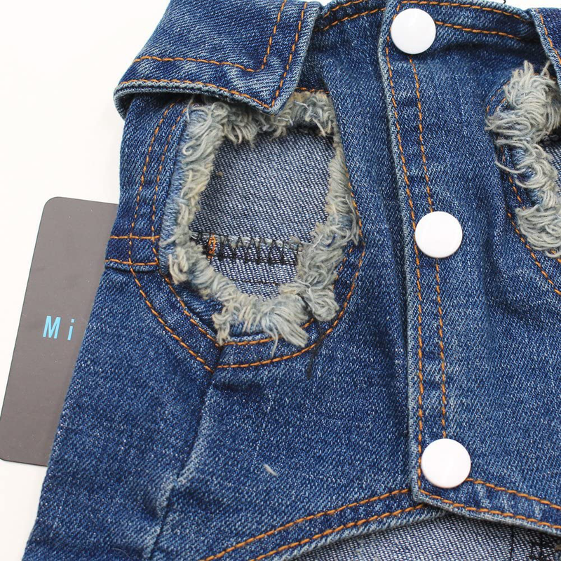 MISSPET Soft Blue Jeans Denim Cute Pet Dog Puppy Coat Jacket Clothes Costume Apparel Hoodies for Small Puppy Dogs