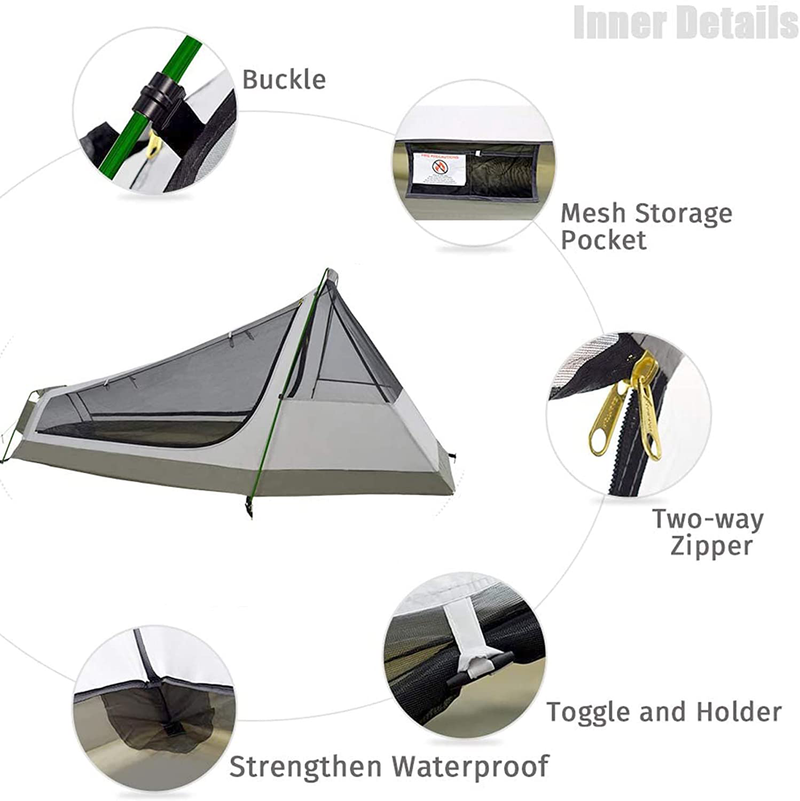 GEERTOP Ultralight Bivy Tent for 1 Person 3 Season Waterproof Single Person Backpacking Tent for Camping Hiking Backpack Travel Outdoor Survival Gear