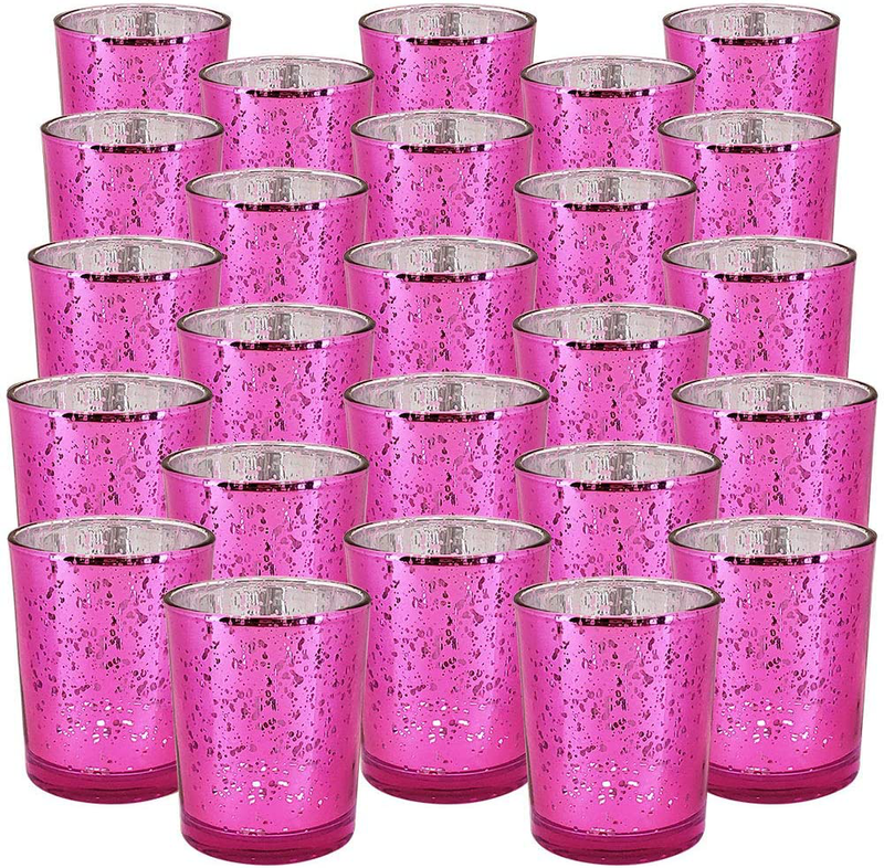 Just Artifacts 2.75-Inch Speckled Mercury Glass Votive Candle Holders (25pcs, Gold)