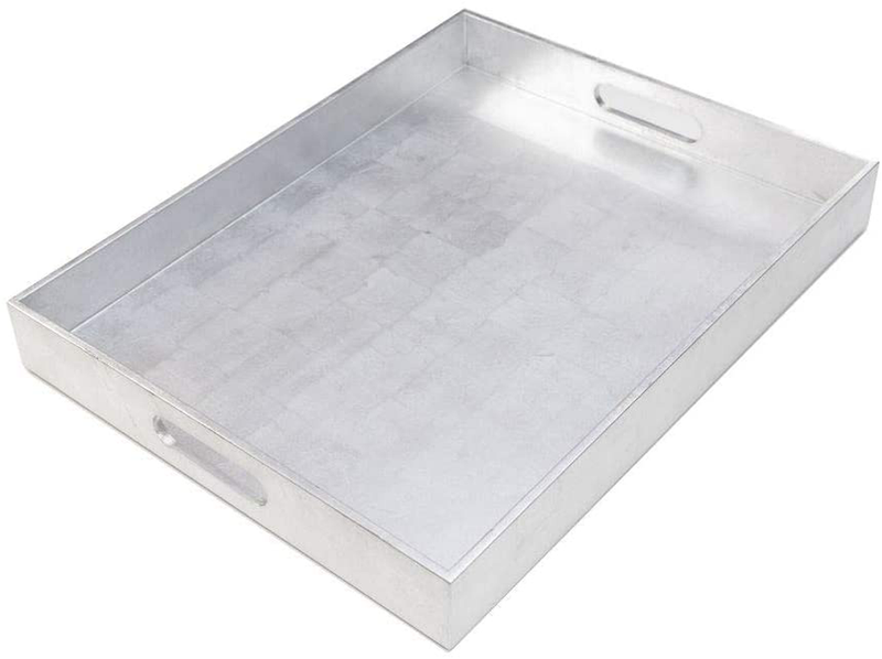 Concord Signature Decorative Tray, Silver Tray, Coffee Table Tray - Silver, Large, Rectangular Serving Tray, 19.3x15