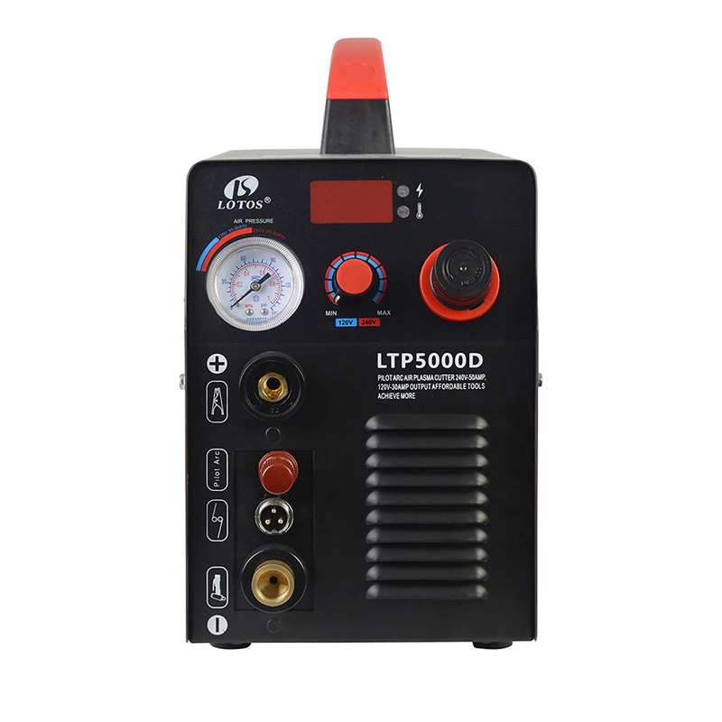 LOTOS LTP5000D 50Amp Non-Touch Pilot Arc Plasma Cutter, Dual Voltage 110V/220V, 1/2 Inch Clean Cut, Brown
