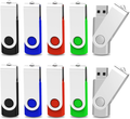 TOPESEL 5 Pack 2GB USB 2.0 Flash Drive Memory Stick Thumb Drives (5 Mixed Colors: Black Blue Green Red Silver)