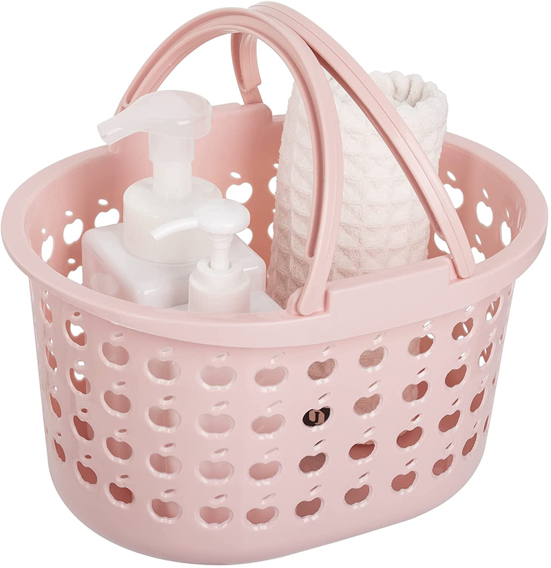 Portable Shower Caddy Tote Plastic Storage Basket with Handle Box Organizer Bin for Bathroom, Pantry, Kitchen, College Dorm, Garage, Cyan