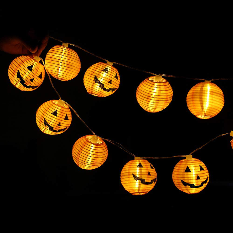 Halloween Lights,Makion Halloween Decorations Fairy Lights 2.5M/8.2FT 10 Led Pumpkin Lanterns Battery Powered String Lights