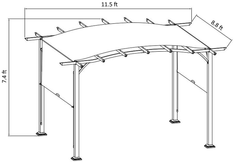SUNA OUTDOOR Pergola 12 x 9 Ft Patio Gazebo, Outdoor Patio Sunshelter Steel Frame Pergola Retractable Canopy Shade for Backyard, Beige