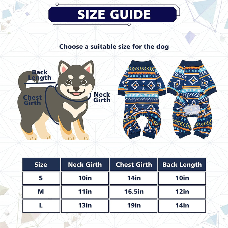 TAILGOO Light Breathable Dog Pajamas - Soft Apparel Jumpsuit, Fashionable Pet Clothes with Exquisite Geometric Patterns, Cute Puppy Pjs for Small or Kid Doggy