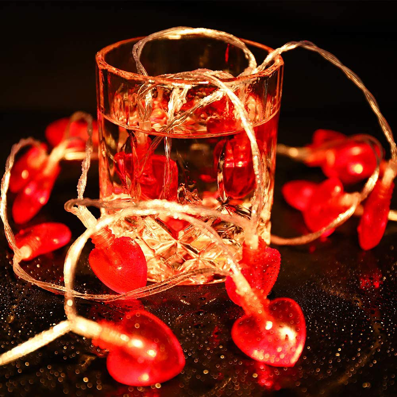 Red Heart Shaped String Lights, 6.5Ft 20LED Fairy Lights with Remote Control for Valentine'S Day, Mother'S Day, Wedding, Anniversary, Birthday Party Decor