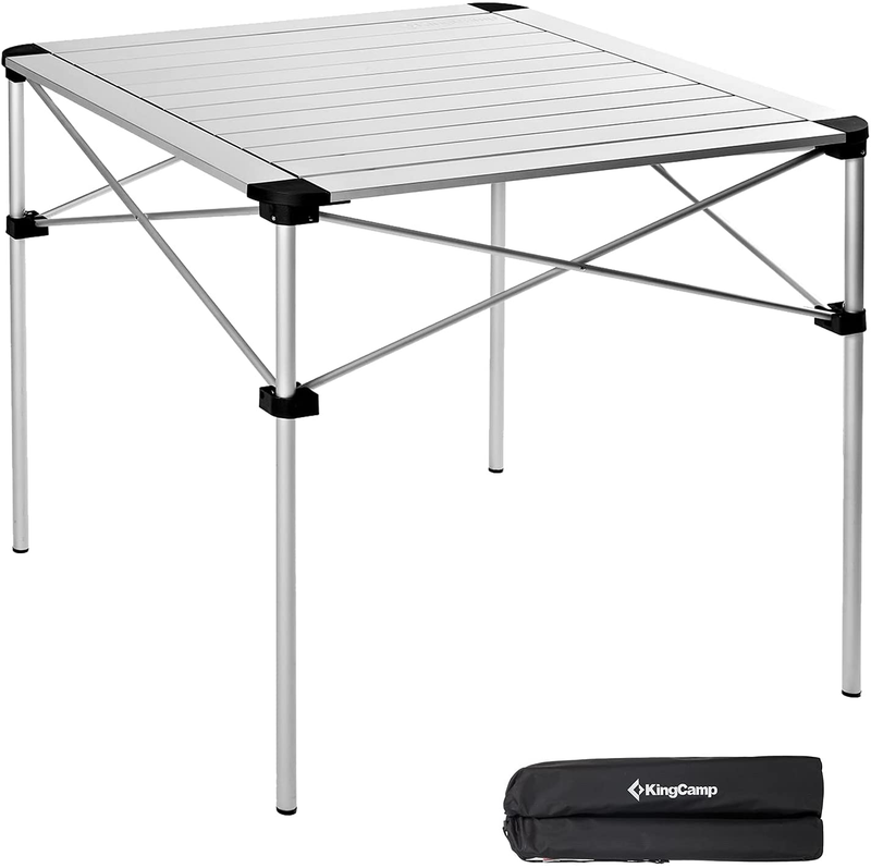 Kingcamp Roll up Aluminum Folding Table Compact Camping Foldable Camp Tables for Travel, Picnic, Party, Barbecue, Outdoor and Indoor, 2-4 Person