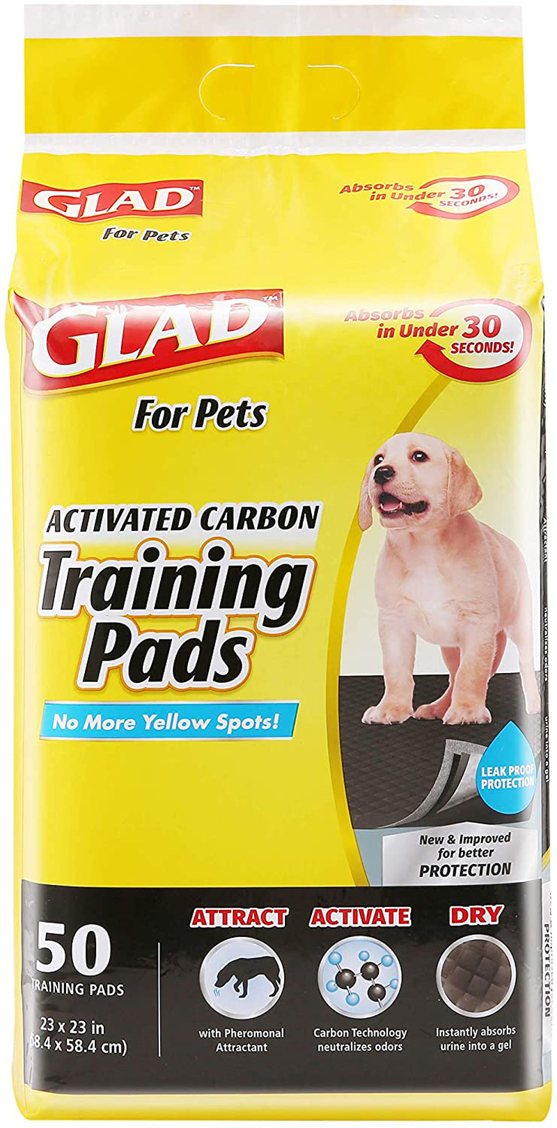 Glad for Pets Black Charcoal Puppy Pads-New & Improved Puppy Potty Training Pads That ABSORB & NEUTRALIZE Urine Instantly-Training Pads for Dogs, Dog Pee Pads, Pee Pads for Dogs, Dog Crate Pads