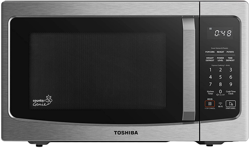 Toshiba ML-EM34P(SS) Smart Countertop Microwave Oven Compatible with Alexa, Humidity Sensor and Sound on/Off Function, 1100W, 1.3 Cu. ft, Stainless Steel