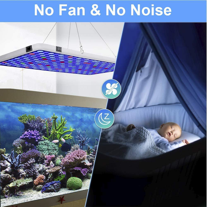 Relassy Updated Aquarium Light with Remote Control, 300W Dimmable LED Coral Reef Light for Saltwater Freshwater Fish Tanks with Timer 6/12/18 Function