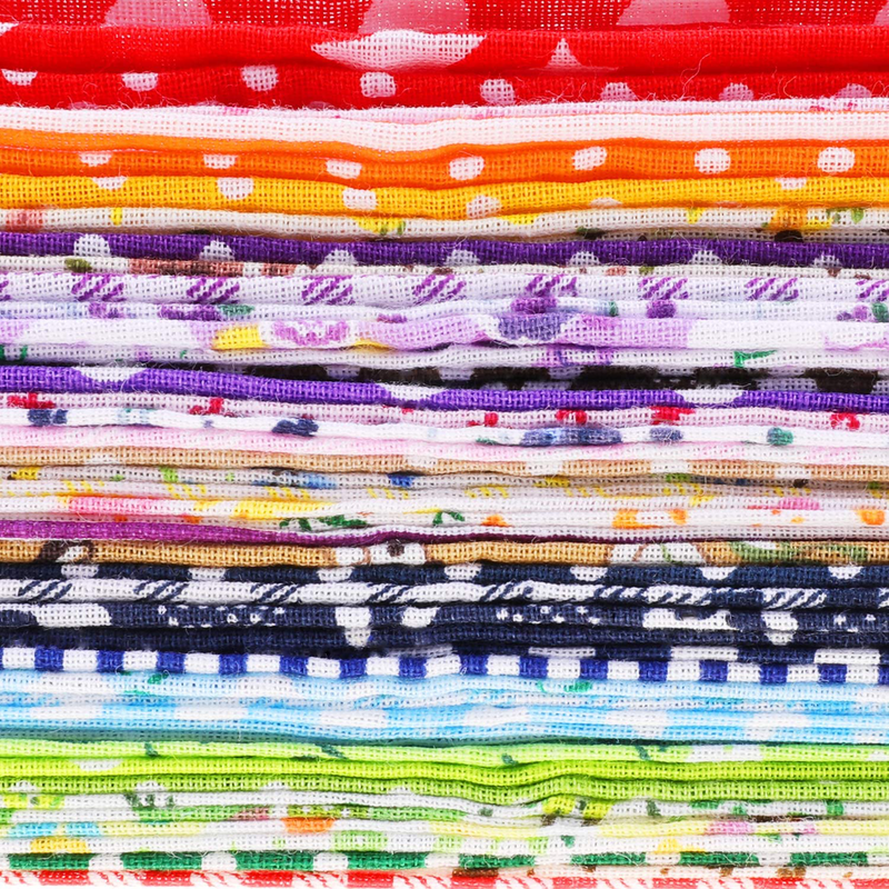 Konsait 56 Pieces 10 x 10 Inch Multi-Color Fabric Patchwork Cotton Mixed Squares Bundle Sewing Quilting Craft, Craft Fabric Bundle Squares Patchwork DIY Sewing Scrapbooking Quilting Dot Stripe