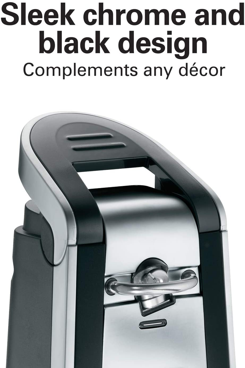 Hamilton Beach Smooth Touch Electric Automatic Can Opener with Easy Push Down Lever, Use With All Standard-Size and Pop-Top Lids, Stainless Steel Kitchen Scissors, Black and Chrome (76607)