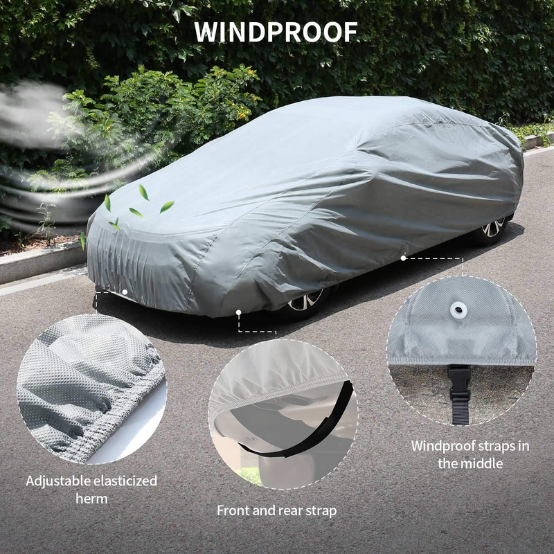 Leader Accessories Car Cover UV Protection Basic Guard 3 Layer Breathable Dust Proof Universal Fit Full Car Cover Up To 200''
