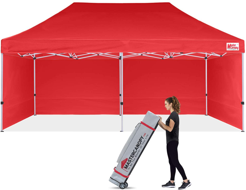 MASTERCANOPY Durable Pop-Up Canopy Tent 10X15 Heavy Duty Instant Canopy with Sidewalls (White)