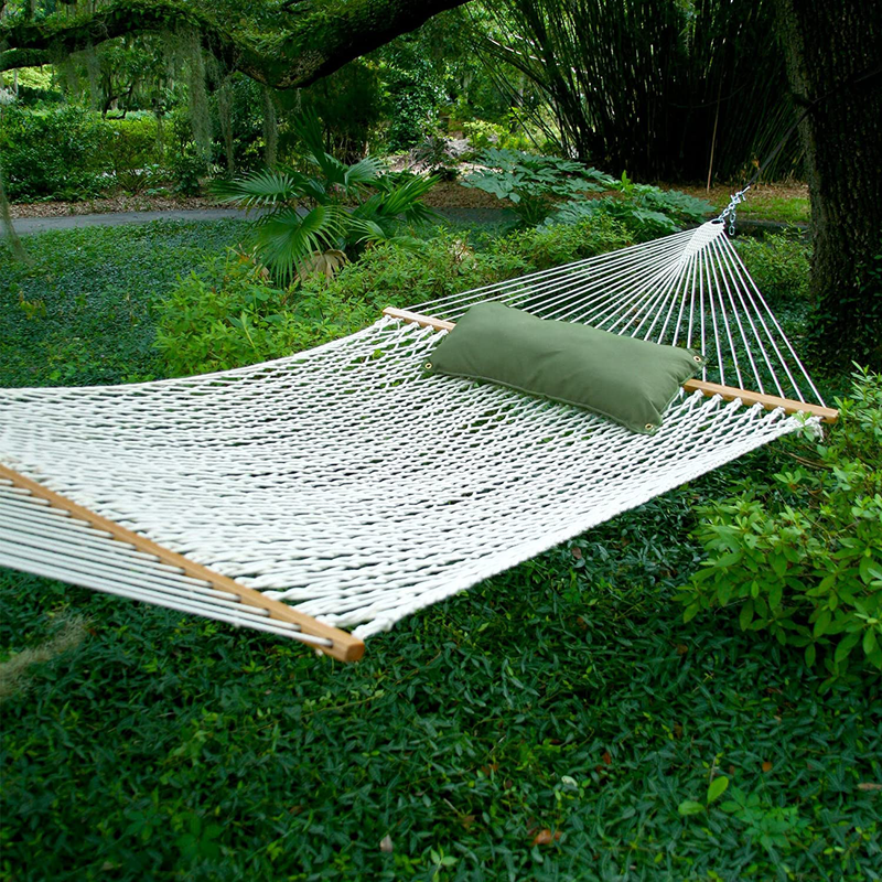 Original Pawleys Island 14OP Deluxe Original Polyester Rope Hammock with Free Extension Chains & Tree Hooks, Handcrafted in The USA, Accommodates 2 People, 450 LB Weight Capacity, 13 ft. x 60 in.