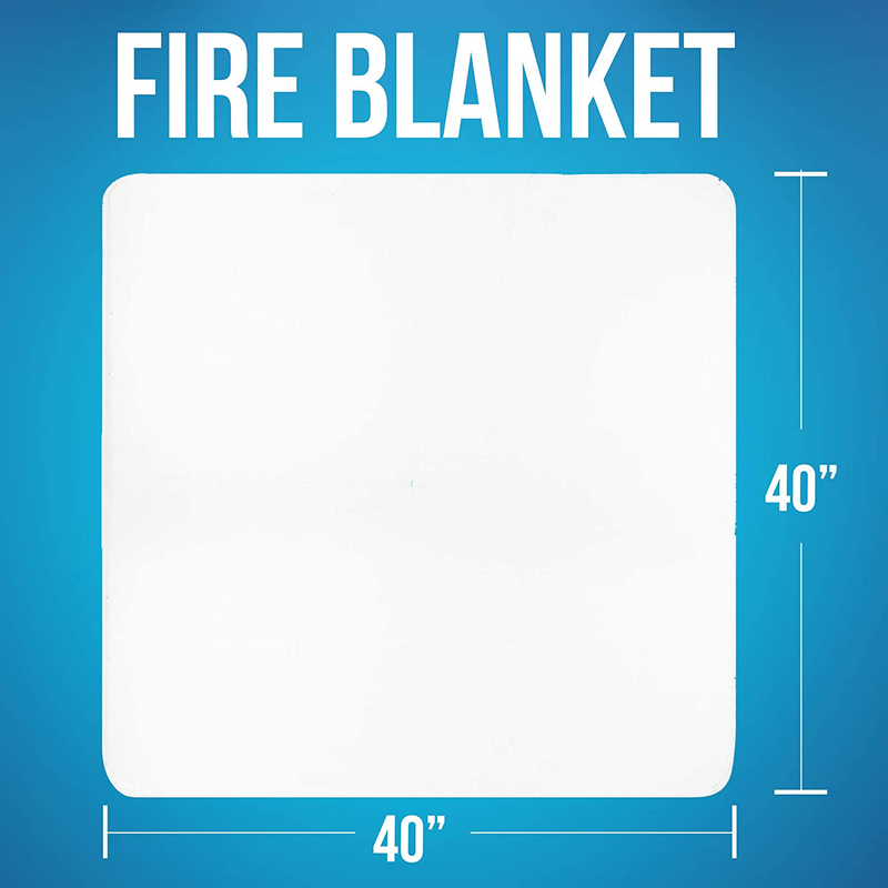 JJ CARE Fire Blanket for Home 40"x40" + 2 Hooks & 2 Gloves, Fire Suppression Blanket, Emergency Fire Blanket for People, Fire Blanket Kitchen, Emergency Use - White