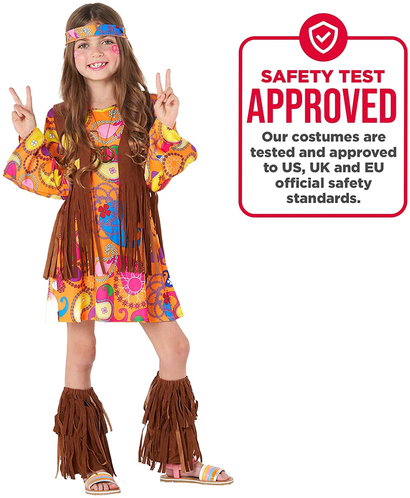 Morph Costumes Kids Hippie Dress 60s 70s Costume For Girls Halloween Costume Available In Sizes S M L XL