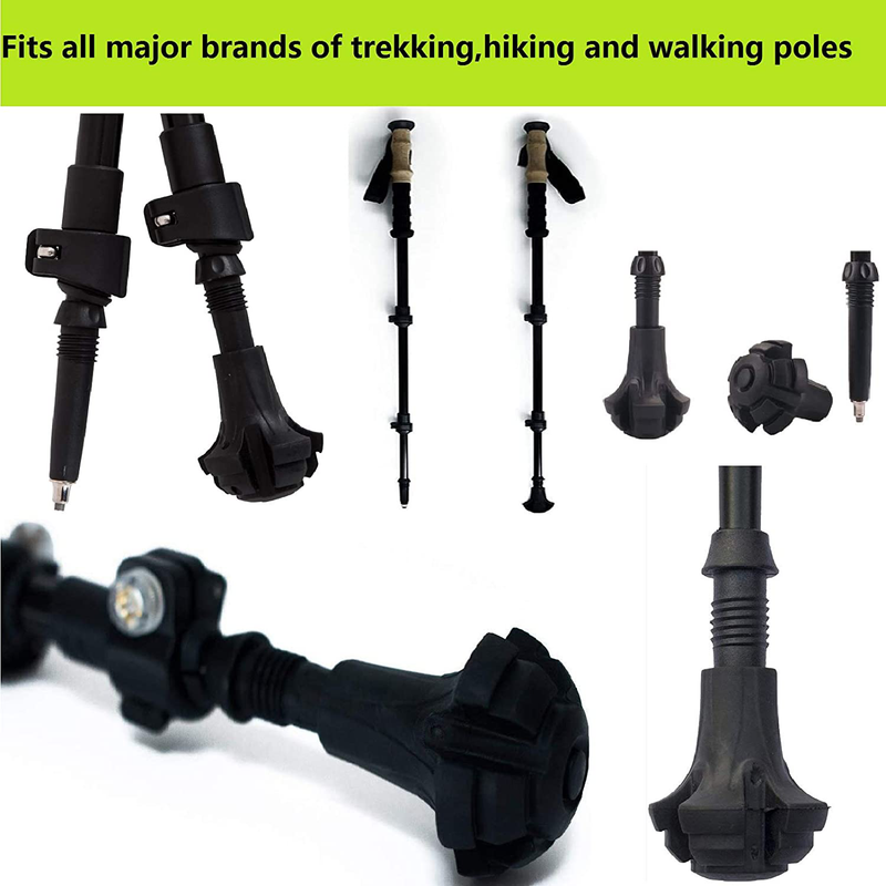 Rubber Trekking Poles Tips Hiking Sticks End Caps Protectors Replacement Accessories with Flannelette Bag Fit Most Hiking Trekking Walking Poles