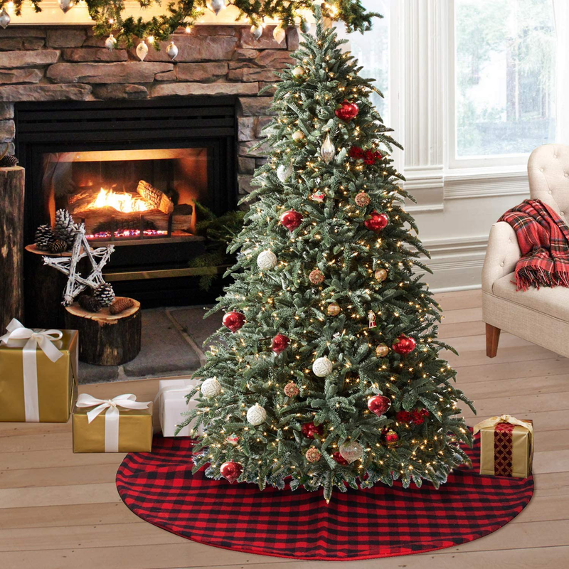 CXDY Plaid Christmas Tree Skirt Ornament 48inch Diameter Christmas Decoration New Year Party Supply
