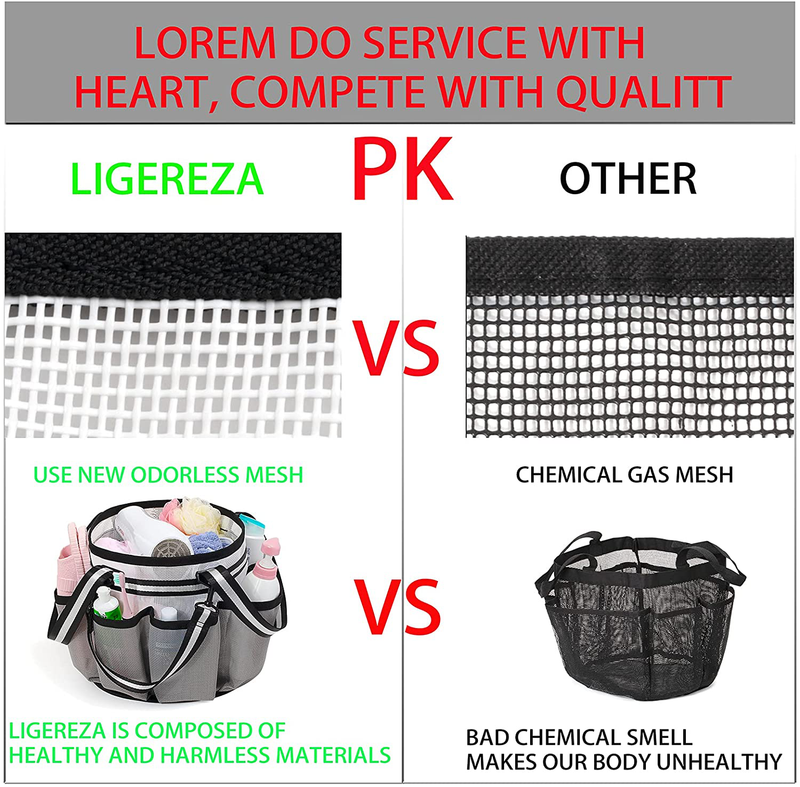Ligereza Multi-Function Suspension Handles Mesh Portable Shower Caddie, Large Capacity, round Bottom, 9 Side Pockets, College Dorm Room Essentials, Bathroom Caddy Shower Bag ( Large White )