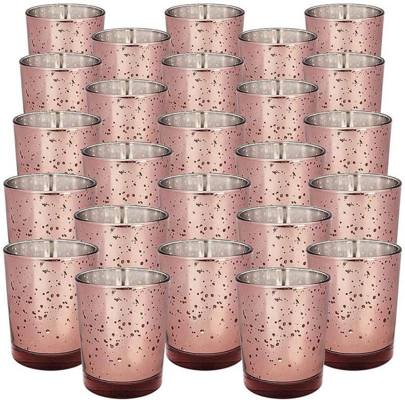 Just Artifacts 2.75-Inch Speckled Mercury Glass Votive Candle Holders (25pcs, Gold)